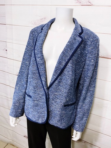 Talbots Womens Tweed Blazer Size 16 Blue One Button Lined Long Sleeve - Picture 3 of 6