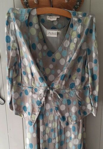 ADINI 12 100% Silk Spotty Polka Dot Dress 3 Piece Set Jacket Scarf Medium Muted - Picture 3 of 12