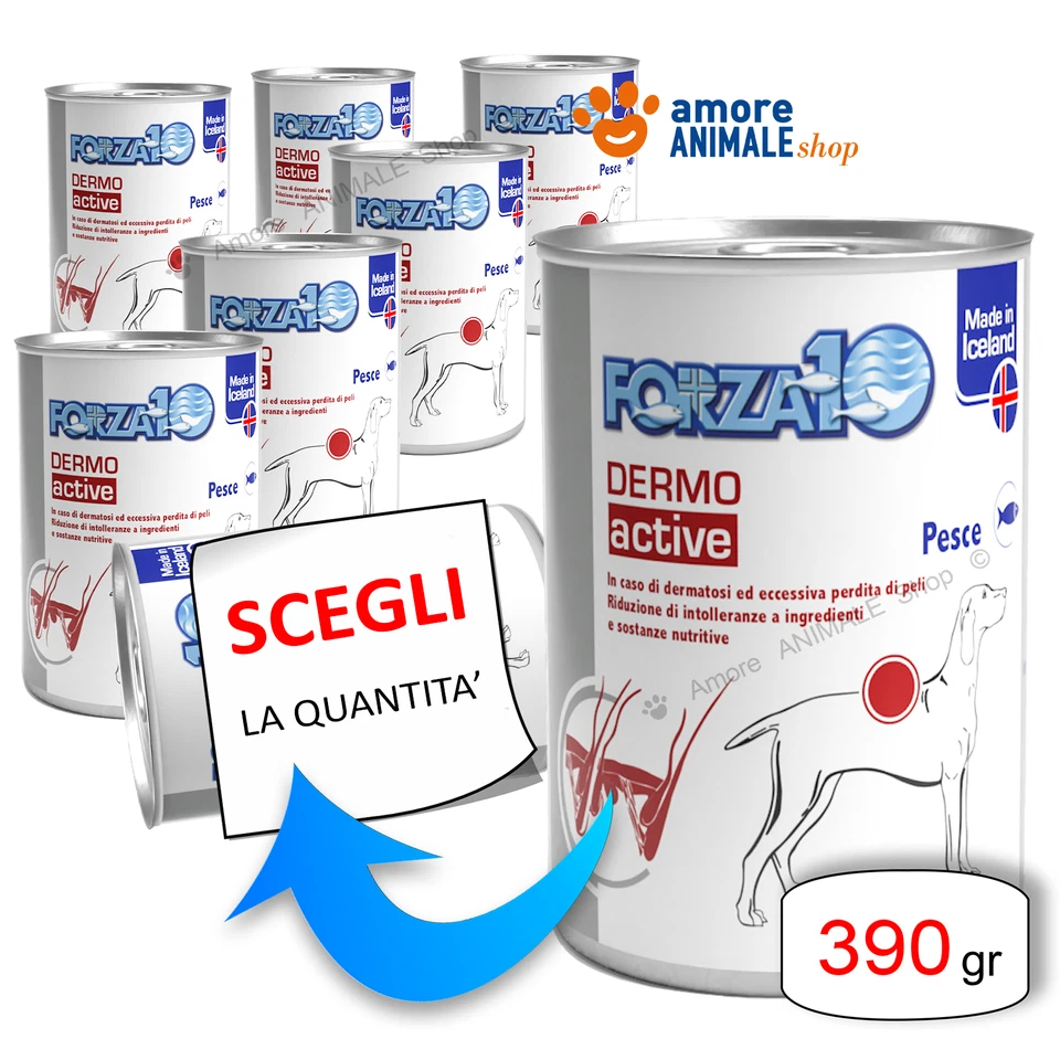 Forza10 Dog ACTIVEWET → Lattine da 390 gr - Dermo (Pesce) - Umido Cane, Cani