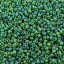Miyuki Round Seed Beads Size 11/0 Green AB Matte Transparent 23.5 grams