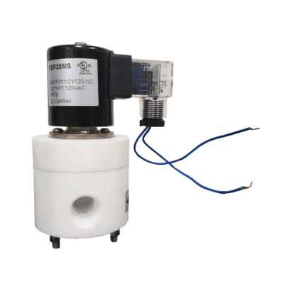 Solenoid Valve 1/2'' NPT PTFE Teflon Body & Seal 120 VAC Coil Corrosive Fluid Gas