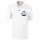 Personalised Mens White Custom Printed Polo Collar T-Shirt Logo Printing Tee