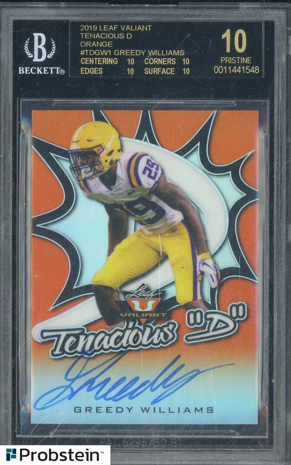 Greedy Williams Leaf Valiant Tenacious "D" Autographs #TDGW1 Pink