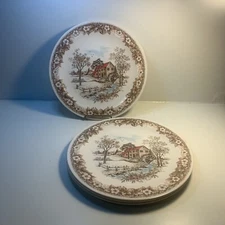 SET of 4 MELAMINE Dinner Plates National Home Products  Water Wheel ARTISAN WARE