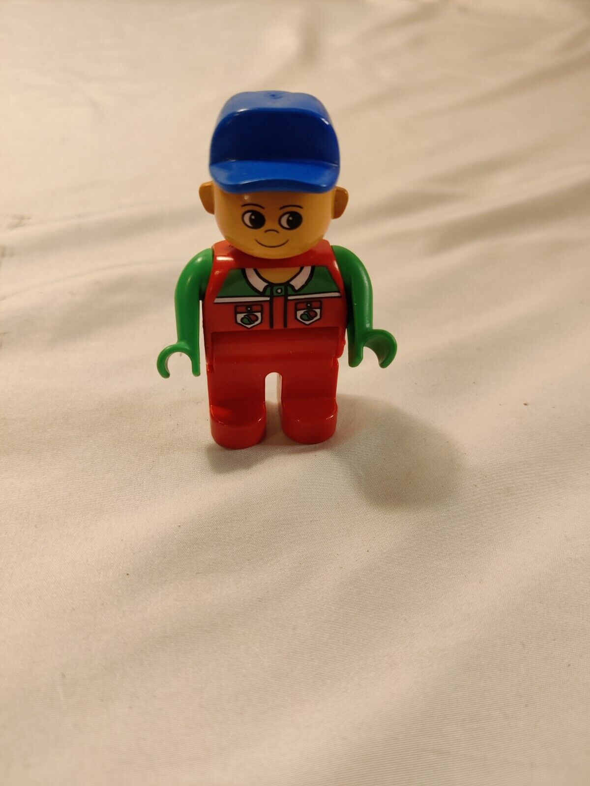 Lego Duplo INTELLI TRAIN WORK Man BLUE HAT RED GREEN Figure Vintage Rare #3325