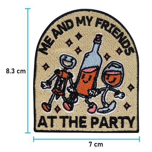 Party Patch zum Aufbügeln | Wein Patches, Alkohol Aufnäher, Freunde Bügelbilder - Bild 5 von 5