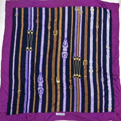 Foulard Vintage D'Este En Soie 100% - Italie - Multicolore, Motif Géométrique - Occasion Bon état
