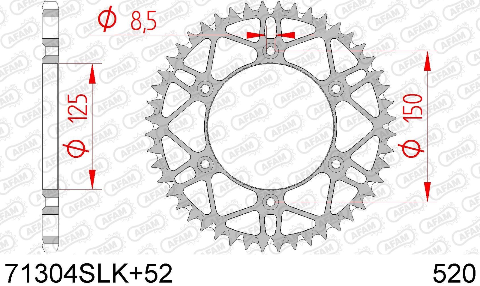 CORONA AFAM 71304SLK+52 IN ACC. PASSO 520 KTM EXC F 250 250 2015 2020