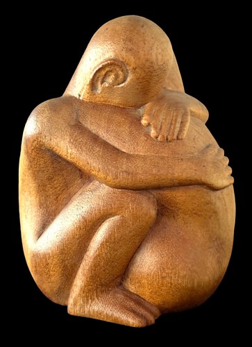 Escultura/estatuilla/estatua de colección años 70 con abrazo de madera tallada a mano - Imagen 2 de 15