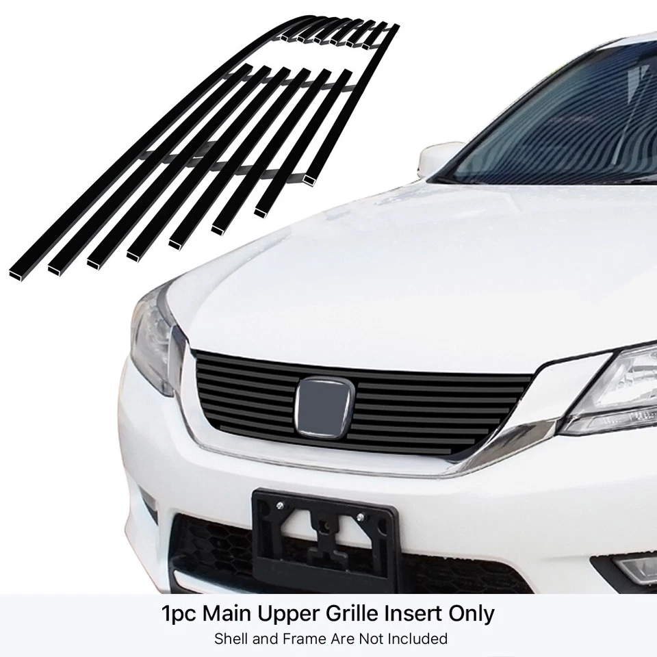 Compatível com 2013-2015 Honda Accord Sedan inserção superior de grade de tarugo preto aço inoxidável - Imagem 2 de 4