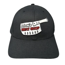 Adam's Meat Shop Patch Snapback Trucker Hat Black One Size Mesh Back
