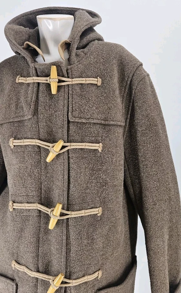 J Crew Men's Coat Large Brown Heritage Collection Moon Wool Toggle Button Hooded - Image 2 of 4