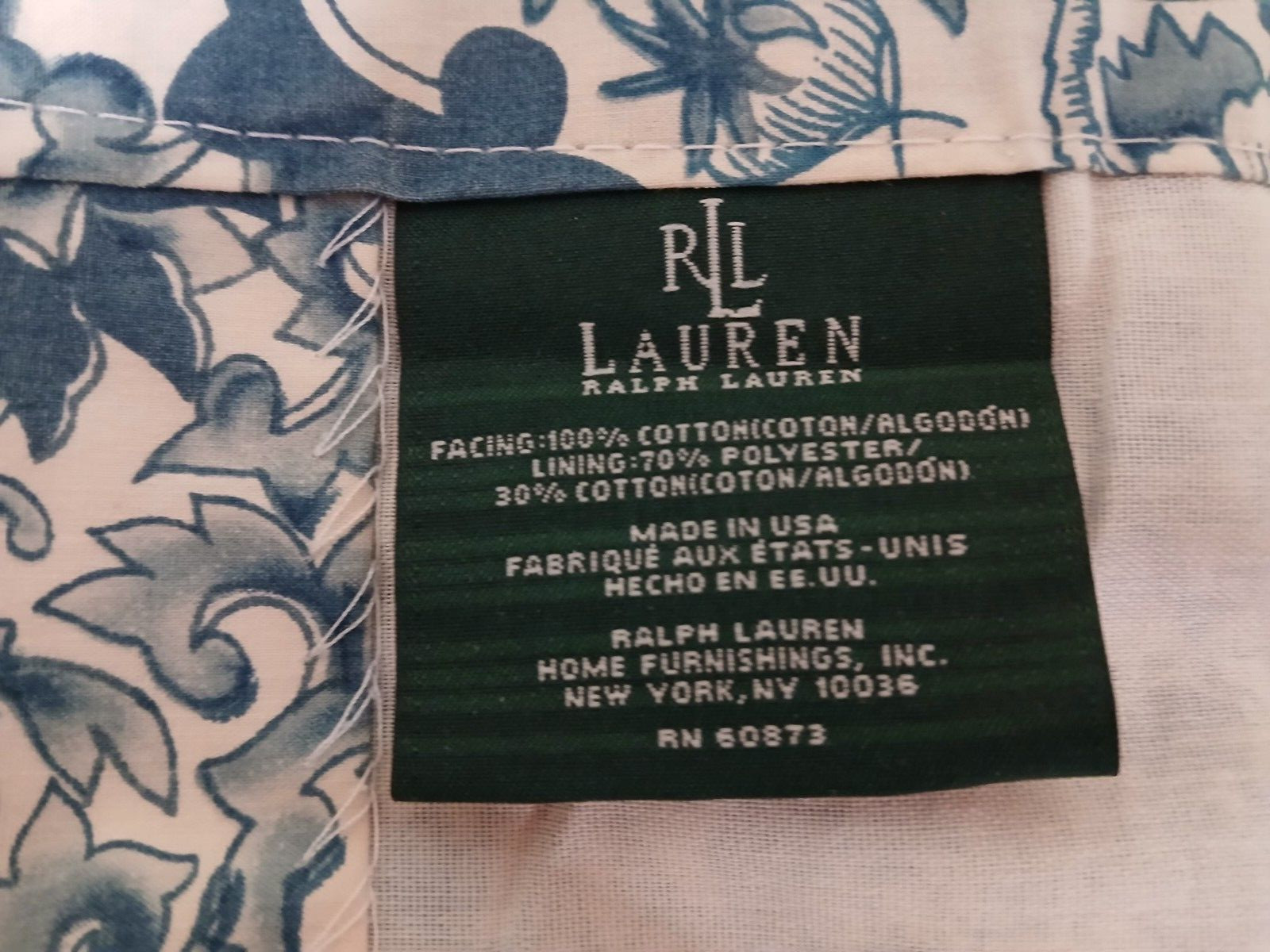 Ralph Lauren Tamarind-Porcelain Rod Pocket Drapes-Retired-4 Pairs Available