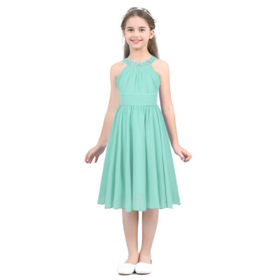 Girls Halter Neck Chiffon Dresses High-Waisted Rhinestone Prom Party Gowns | eBay Girls Halter Neck Chiffon Dresses High-Waisted Rhinestone Prom Party Gowns | eBay