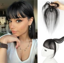 Thin 3D Air Bangs Human Hair Topper Toupee Clip in Bangs 360  Cover Top Pieces