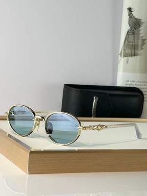  CHROME HEART Gold-Frame Eyeglasses Blue Lenses 54 19-141 
