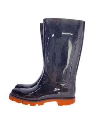 Womens GUCCI GUCCI GG Logo Rain Boots BLK PVC