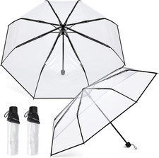2 Pcs Clear Umbrella Transparent Portable Umbrella Compact Foldable Umbrellas Ma