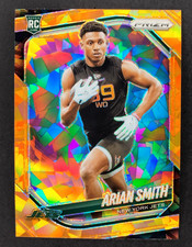 2025 Panini Prizm #391 - Arian Smith Orange Cracked Ice Prizm Rookie Logo - Jets