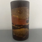 7" Royal Haeger Art Pottery Textured Lava Gator Skin Glaze Cylinder Vase MCM