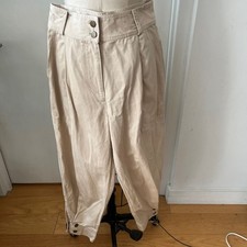 ULLA JOHNSON Cotton Blend High Waisted Cream Pants Size 2
