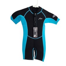 Kids 2mm Shorty Wetsuit Size 7 Blue Neoprene Front Zip Swimming Surfing