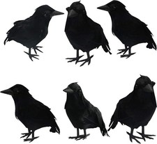 Spooky 6-Pack Feathered Crows - Perfect for Halloween Parties Yard Displays