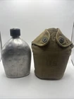 WW2 US Army Aluminum Canteen w/ Canvas Cover M-1910 Military Field Flask 1945