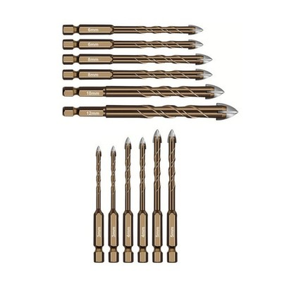 Carbide Drill Bit Set 12-Pc Versatile Serrated for Glass Marble Tile Brick