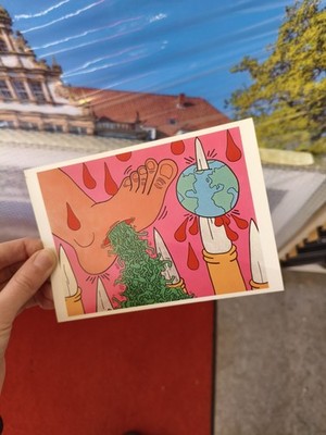 Art Postcard, Keith Harling, 1989, Vintage-Postkarte, 15 x 10,5, Öko-Aktivismus