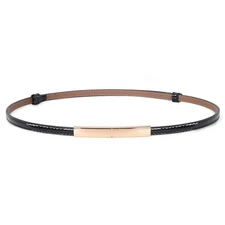 Women's Skinny Leather Belt Patent Ladies Thin Waist Belt for Dress with Metal
