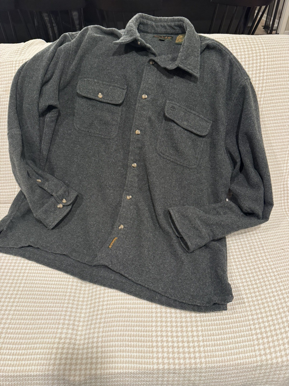 Timberland Solid Gray XL Button Down Coat Jacket … - image 4