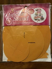 3 Tier Cupcake or Pastry Stand Orange Folds to Reuse