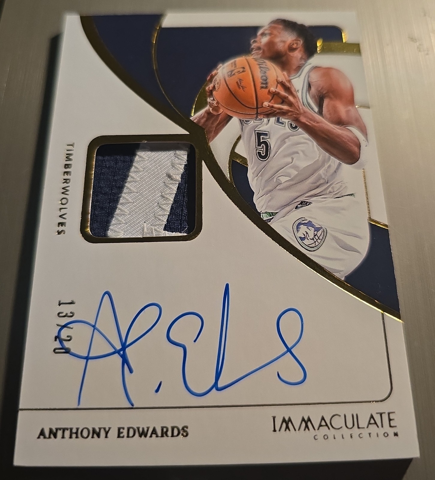 2023-24 Panini Immaculate Anthony Edwards Patch Auto /20 #IPA-ANT Timberwolves view 2