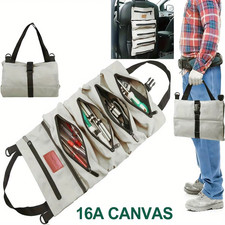 Multi-Purpose Tool Roll Up Bag Wrench Pouch Canvas Hanging Organizer w/ 5 Pocket