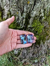 Glass Rhinestone Earrings Holographic Glass Earrings Rainbow Earrings Heav