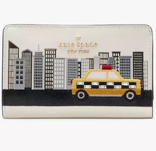 Kate Spade NYC Big Apple Taxi Medium Wallet Meringue KJ058 $229 Off White Ivory