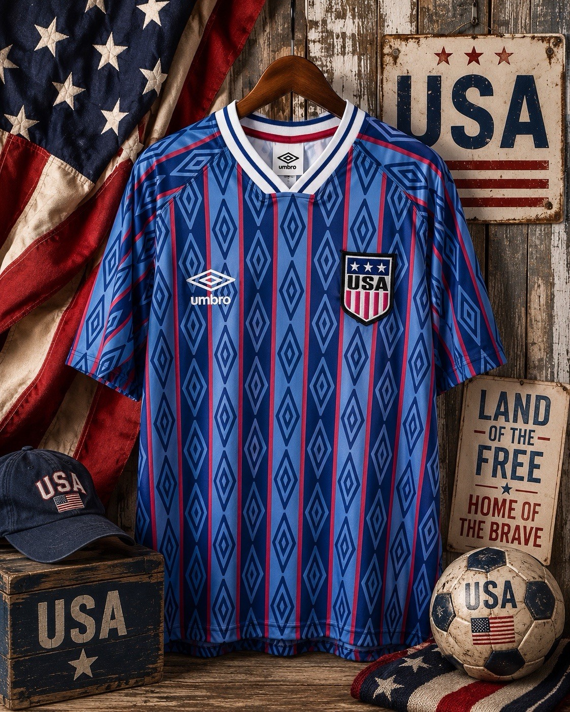 Umbro USA Retro Soccer Jersey Men Medium Blue Blokecore Y2K Football Shirt NWT