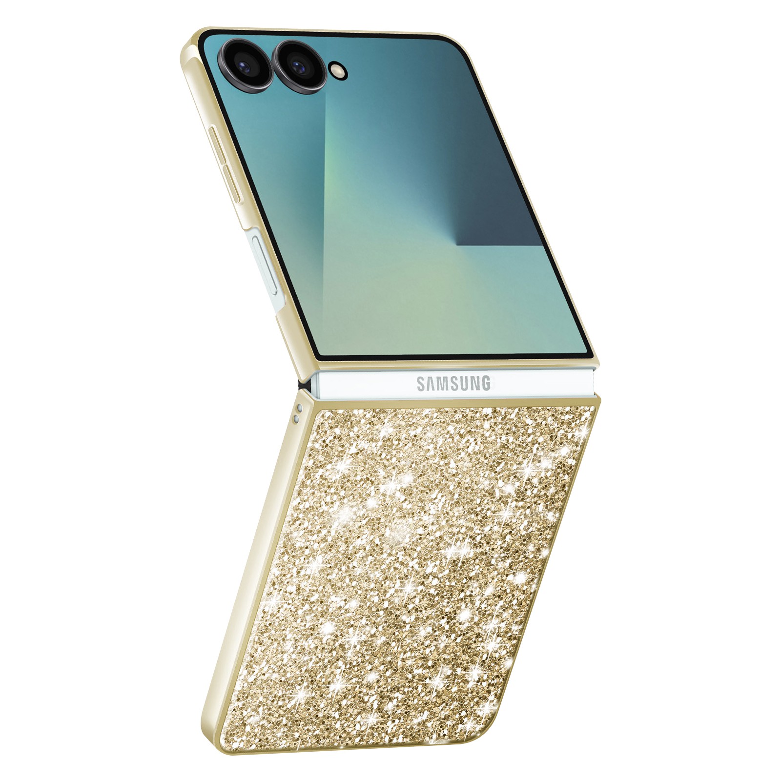 Coque rigide Galaxy Z Flip 7 dorée antichoc pailletée Avizar