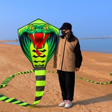 Yiranzide Giant Snake Kite - 50ft Single 50 Feet, Green, Black, Red, Yellow