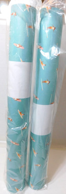 2 NEW NIP Spoonflower Surf Goddess Blue Wallpaper Rolls 27'x2'