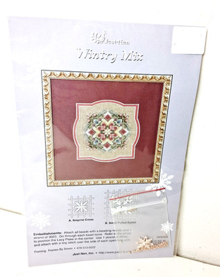 Just Nan Wintry Mix Cross Stitch Pattern Chart with Embellishments Pack