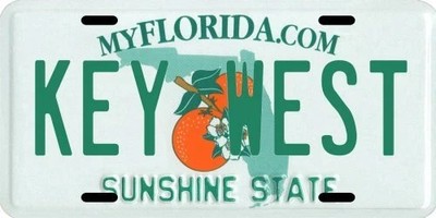 Key West Florida Aluminum License Plate