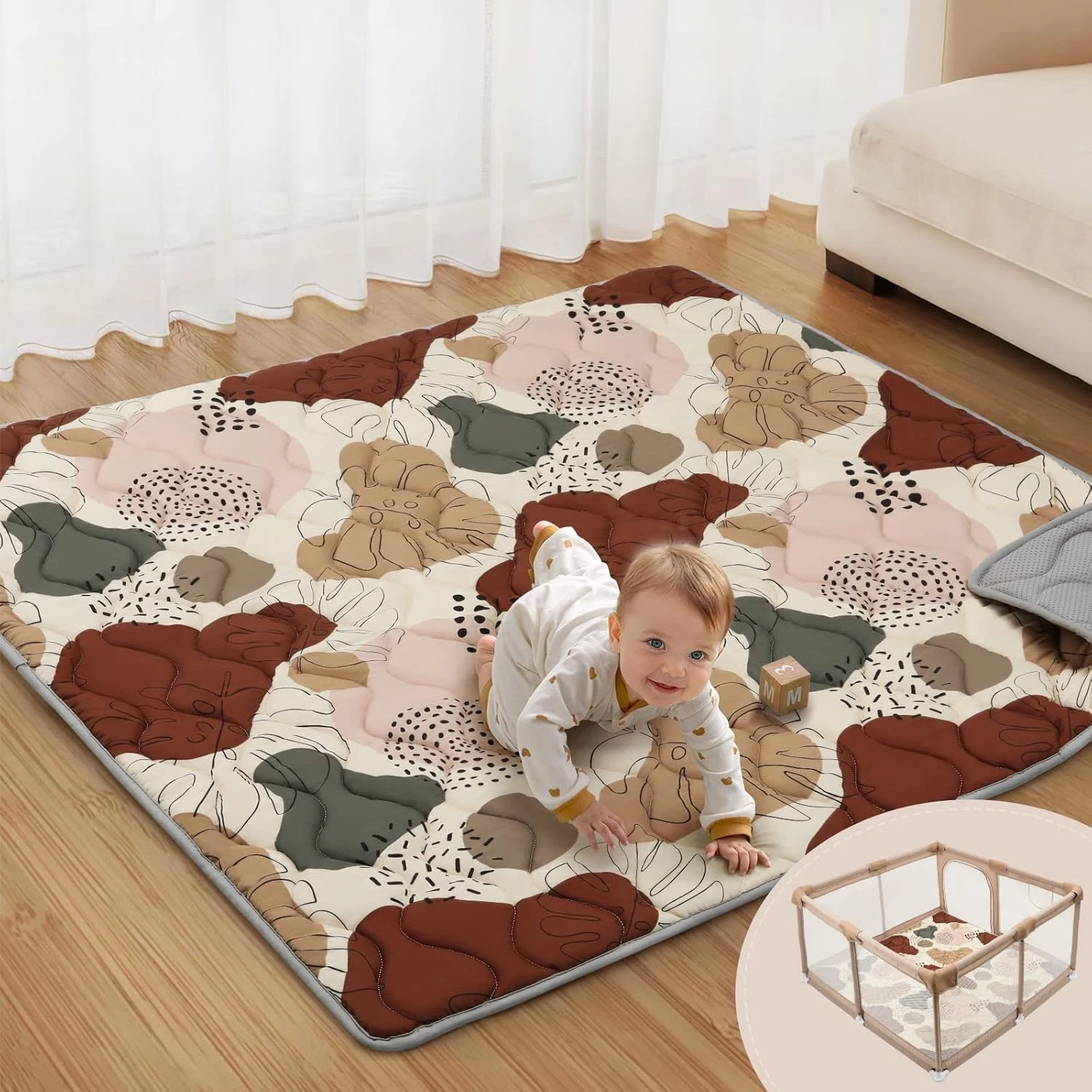 59x59 Baby Play Mat - Crawling Mat for Playpen Thicken Soft Padding Foam Playmat