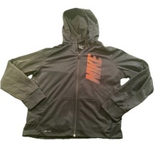 Nike Dri-Fit Bold Logo Boys Youth XL Full Zip Up Hoodie Black