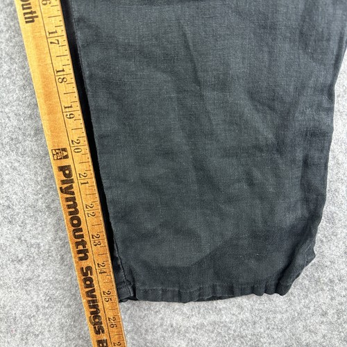 FLAX Linen Pants Womens Small Black Pockets Flowy Lagenlook Quiet Luxury Coastal - Picture 12 of 16