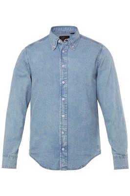 JP 1880 Herren große Größen Denim Hemd Langarm Buttondown Kragen
