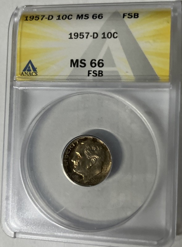 1957 – D $.10c Roosevelt Dime ANAC Grade MS 66 With .07% Of 1 Ounce Silver 🪙