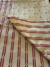 VTG NOS Damask Upholstery Fabric Gold Burgundy Red Stripe Jacquard 1 Yd X 56