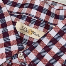Peter Millar Men  s Long Sleeve 100 Cotton Gingham Plaid Red White Blue Shirt L